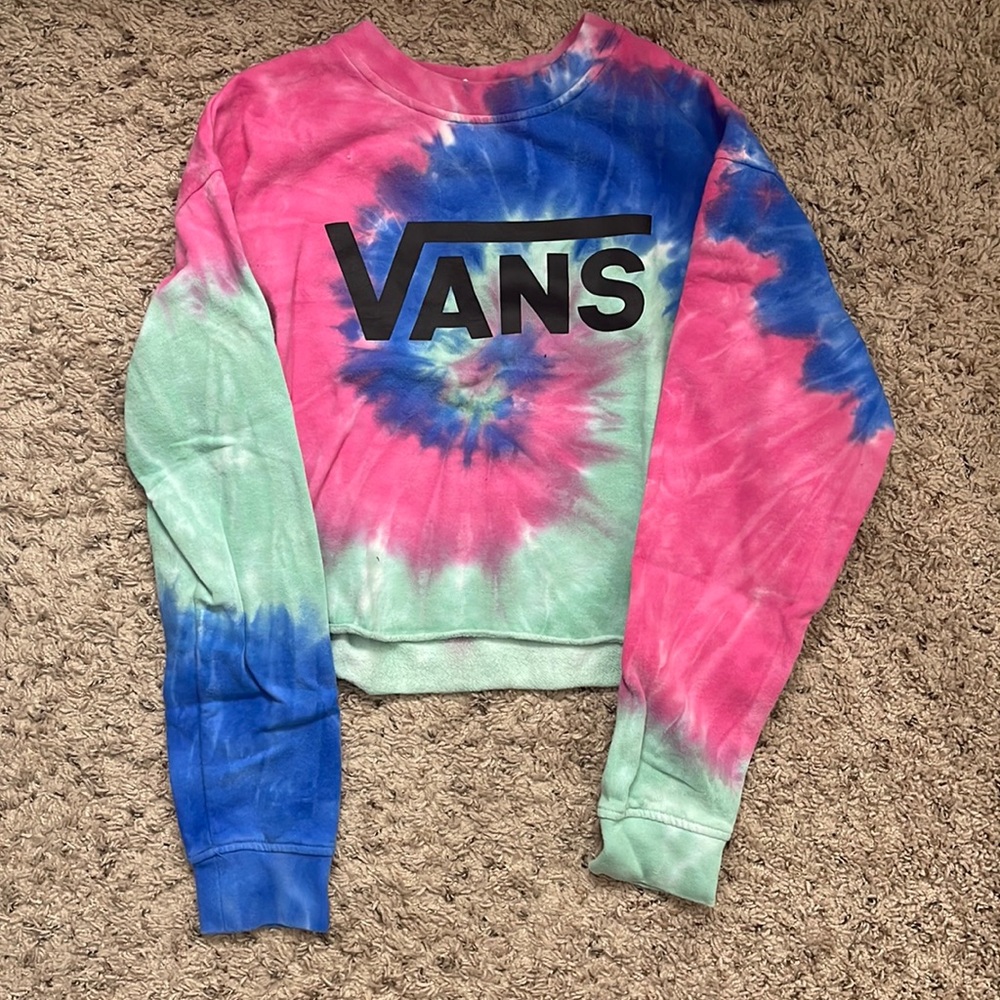 Vans Tie Dye Cropped Long Sleeve Sweatshirt (Size Small)